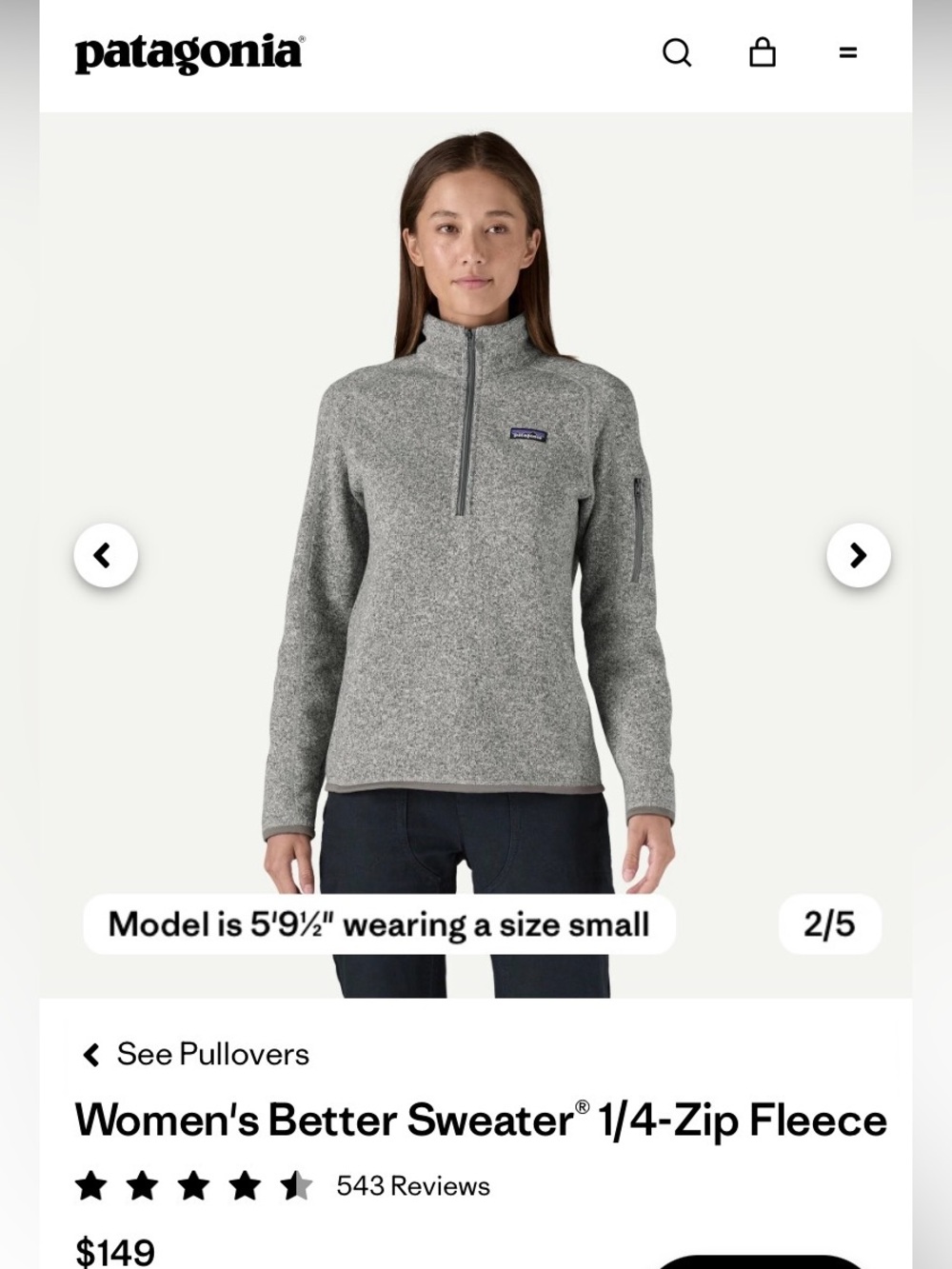 Patagonia Heather Gray 1/4-Zip Women's Sweater Fleece